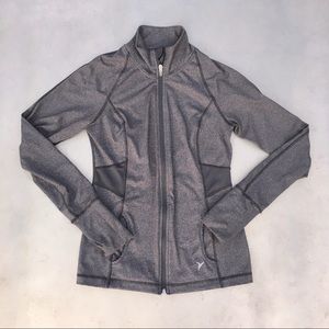 Old Navy active fitted zip jacket thumb holes grey